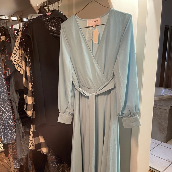 Baby blue Chiffon Maxi Dress - Picture 1 of 4